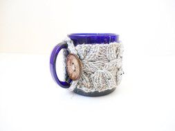 Knit Coffee Mug Cozy, Cup Sleeve, Mug Sweater N6