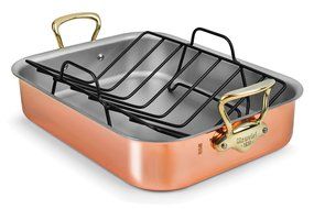 Mauviel Copper Roasting Pan with Rack (Bronze Handles) N2