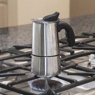 Primula 6-Cup Espresso Maker &ndash; Finely Crafted Stainless Steel &ndash; Stay-Cool Silicone Handle and a Flip Top Lid &ndash;... N9