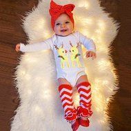 Clothes Set ,BeautyVan 3Pcs Newborn Baby Set Clothes Xmas Elk Romper Bodysuit Leg Warmer Outfits Gift (24M, Red) N4