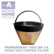 Permanent 750.09, #4, 053, Cone Shape Gold Tone Coffee Filter fits Capresso, Krups, &amp; Delonghi 12-Cup Coffeemakers