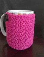 Cotton Coffee Cozy Hot Pink Cozy and Coaster in One N6