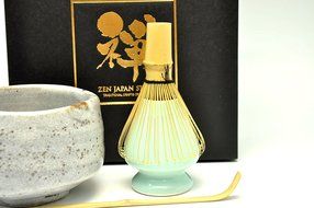 Japanese Mino Yaki ware Matcha Bowl And Tea Ceremony Set Green Tea 11 / 11 / 8cm (4.3 / 4.3 / 3.1inch)[7394] N3
