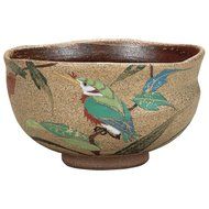 Japanese Matcha Bowl Kingfishers Kutani Yaki(ware)
