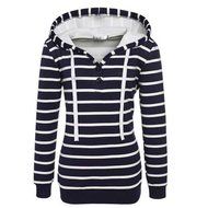 Pullover Tops,Morecome Womens Stripe Loose Casual Long Sleeve Hoodie Sweatshirt (S, Black) N16