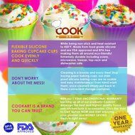 CookArt Silicone Reusable Baking Cupcake Cups Non-Stick 12 Liners Molds 6 Colors N6
