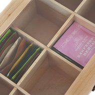 Wood Tea Box &ndash; Tea Bag Organizer &ndash; 8 Compartment Storage Chest with Clear Glass Lid &amp; Front Hook &ndash; Caddy for Jewelry... N3