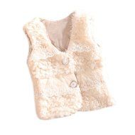 Laimeng,Kid Baby Infant Girls Lace Sweet Winter Waistcoat Thick Warm Tops Vest Clothes (100, Pink) N6
