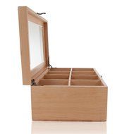 Wood Tea Box &ndash; Tea Bag Organizer &ndash; 8 Compartment Storage Chest with Clear Glass Lid &amp; Front Hook &ndash; Caddy for Jewelry... N5