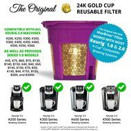 MaxBrew 24K GOLD K-Cup Reusable Filter for Keurig 2.0/1.0 Small Single K-Cup N3