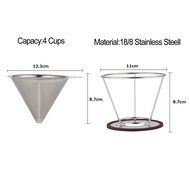Miss Coffee Pour Over Coffee Dripper - Stainless Steel Reusable Coffee Filter and Paperless Single Cup Coffee... N7