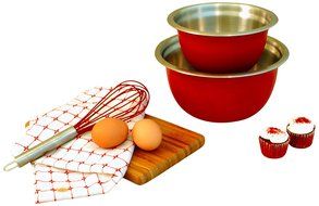 Cook Pro 798 2-Piece Stainless Steel Mixing Bowl Set, Red
