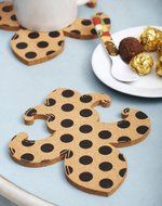 Black Polka Dot Fleur De Lis Cork Surface Savers N4