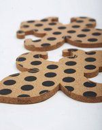 Black Polka Dot Fleur De Lis Cork Surface Savers N5
