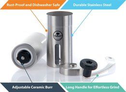 LIMITED OFFER Manual Coffee Grinder with Adjustable Ceramic Burr &ndash; Conical Mill for Precision Brewing &ndash; Stainless... N2