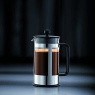 Bodum Kenya 8-Cup French Press Coffee Maker, 34-Ounce, Stainless Steel, Black N7