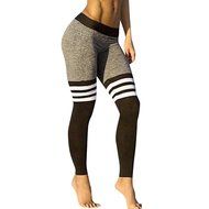FAPIZI &hearts; Women Pants &hearts; Women Fitness Yoga Leggings High Waist Stripe Patchwork Skinny Push Up Pants (L, Black) N6