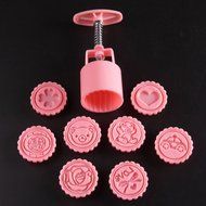 StarSide Circular Traditional Hand Press Moon Cake Cookie Mold Mid-autumn Festival DIY Decoration Rose Pink 8... N3