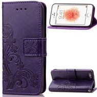 iPhone 5C Case, iPhone 5C Wallet Case,PHEZEN Four Leaf Clover Flower Design PU Leather Wallet Case Stand Flip... N11