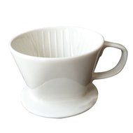 Premium Quality Ceramic Pour Over Coffee Dripper in White (3 Holes on Base) N2