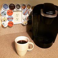 Cafe Wall Caddy (white) - Holds Up to 22 Keurig K-Cup Coffee or Tea Pods - Use Existing Outlet Cover to Free up... N3