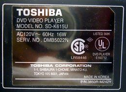 Toshiba SD-K615 5 Disc CD/DVD Compact Disc Carousel Changer N5