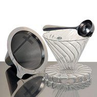 HIC Glass Coffee Dripper (Dripper + 100 Paper Filters + Stainless Steel Scoop) N5