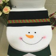 3PCS Toilet Seat Cover,Morecome Fancy Snowman and Rug Bathroom Set Christmas Decor N2