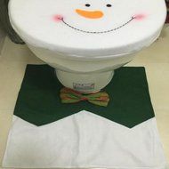 3PCS Toilet Seat Cover,Morecome Fancy Snowman and Rug Bathroom Set Christmas Decor N3