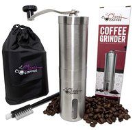 Premium MANUAL COFFEE GRINDER -Stainless Steel Body &amp; Adjustable Ceramic Conical Burr. Hand Crank Mill Grinds... N8