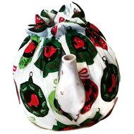 Teapot Cozy with Red green ornaments on White for 5-8 cup teapot #347 N4