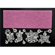 Sher FOUR-C Cake Tools Lace Decoration Mat Cake Lace for Sugarcraft,Silicone Mat Fondant Cake Tools Color Pink N2