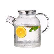 Ceramic Story Glass Water Pitcher With 304 Stainless Steel Lid,Large Water Pot, Glass Teapot, Iced Tea Pitcher... N9