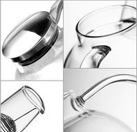 Ceramic Story Glass Water Pitcher With 304 Stainless Steel Lid,Large Water Pot, Glass Teapot, Iced Tea Pitcher... N10