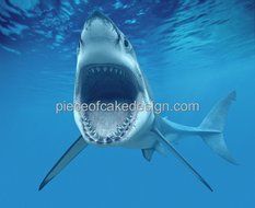 1/4 Sheet ~ Shark Attacking Birthday ~ Edible Image Cake/Cupcake Topper!!!