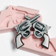 Crossed Pistol Silicone Mold Set Easy to use with Fondant, Chocolate, Candy, Resin, Clay, Soap and Wax