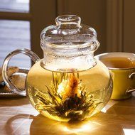 Primula Blossom Glass Teapot &ndash; Wide Mouthed Borosilicate Glass &ndash; 40 oz. &ndash; Dishwasher and Microwave Safe &ndash; Clear... N11