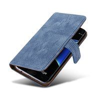 Galaxy S7 Edge Case, Aroko Wallet Case Classic for Galaxy S7 Edge Brown PU Leather Slim Stand Case Cover (Blue) N4