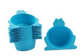 Trustworthy Buy 12-pack Reusable Silicone Frog Shape Baking Cups / Cupcake Liners - Blue N5