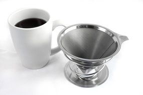 Oishii Pour Over Coffee Dripper and Reusable Brewer - Stainless Steel Filter with Unique Spiral Base N2