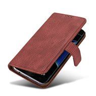Galaxy S7 Edge Case, Aroko Wallet Case Classic for Galaxy S7 Edge Brown PU Leather Slim Stand Case Cover (Blue) N6