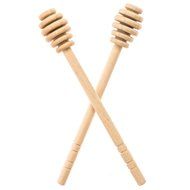 Honey Dipperz 2 PACK - 6" long (16cm) Wooden Honey Dipper Drizzler Stirring Stick, Spoon Rod Muddler Dispense N4