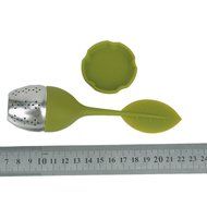 Stainless Steel Tea Infuser Strainer with Green Silicone Leaf Lid (1) by Generic N3