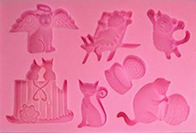 Cat Assortment 7 Cavity Silicone Mold for Fondant, Gum Paste, Chocolate, Crafts