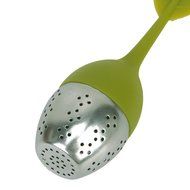 Stainless Steel Tea Infuser Strainer with Green Silicone Leaf Lid (1) by Generic N4