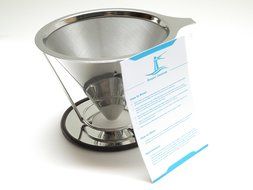 Newport Essentials Pour Over Coffee Filter: Stainless Steel Reusable Coffee Dripper and Brewer with Pour Over... N5