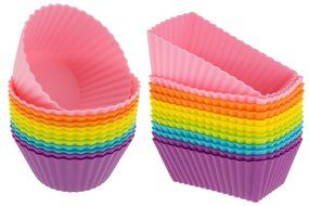 24-Pack Silicone Reusable Cupcake and Muffin Baking Cup Set, Rainbow Colors by GiftKoncepts N5