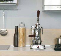 La Pavoni PSW-16 Stradavari 16-Cup Espresso Machine, Chrome with Wood Handles N5