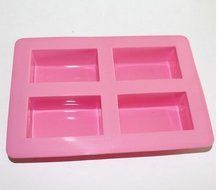 DD-life 4-Cavity Plain Basic Rectangle Soap Mold Handsize Silicone Mould for Homemade N2