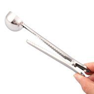 7" Premium Stainless Steel Coffee Measuring Scoop and Resealing Clip in One N3